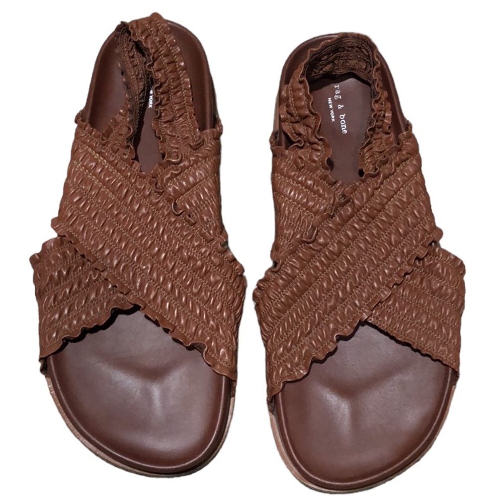 RAG & BONE | Women’s Bailey Brown Leather Stretch Cross-Strap Sandals size 6